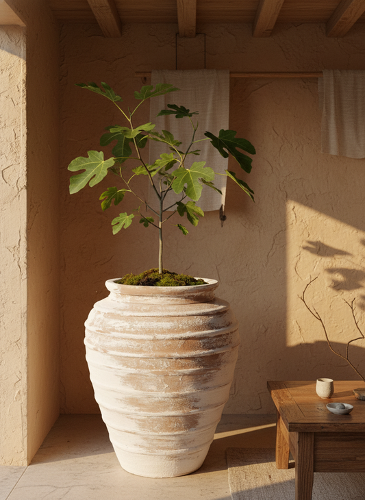 Vaso terracota artesanal Marua D feito à mão Portugal, decoração wabi-sabi, minimalista, rústico, mediterrânico, e outras. Decoração e design de interiores; decoração e design biofílico;