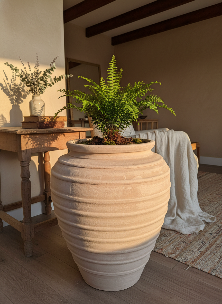 Vaso terracota artesanal Marua F, feito à mão Portugal, decoração wabi-sabi, minimalista, rústico, mediterrânico, e outras. Decoração sustentável e design de interiores; design biofílico;