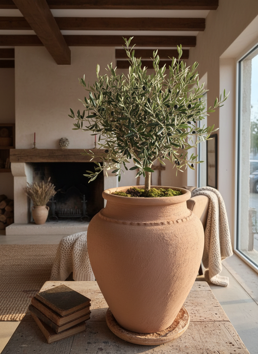 Vaso terracota artesanal Kora I, feito artesanalmente em Portugal. Decoração Japandi, minimalista, rústico, mediterrânico, farmhouse e cottage. Decoração de interiores; Design biofílico; Decoração sustentável