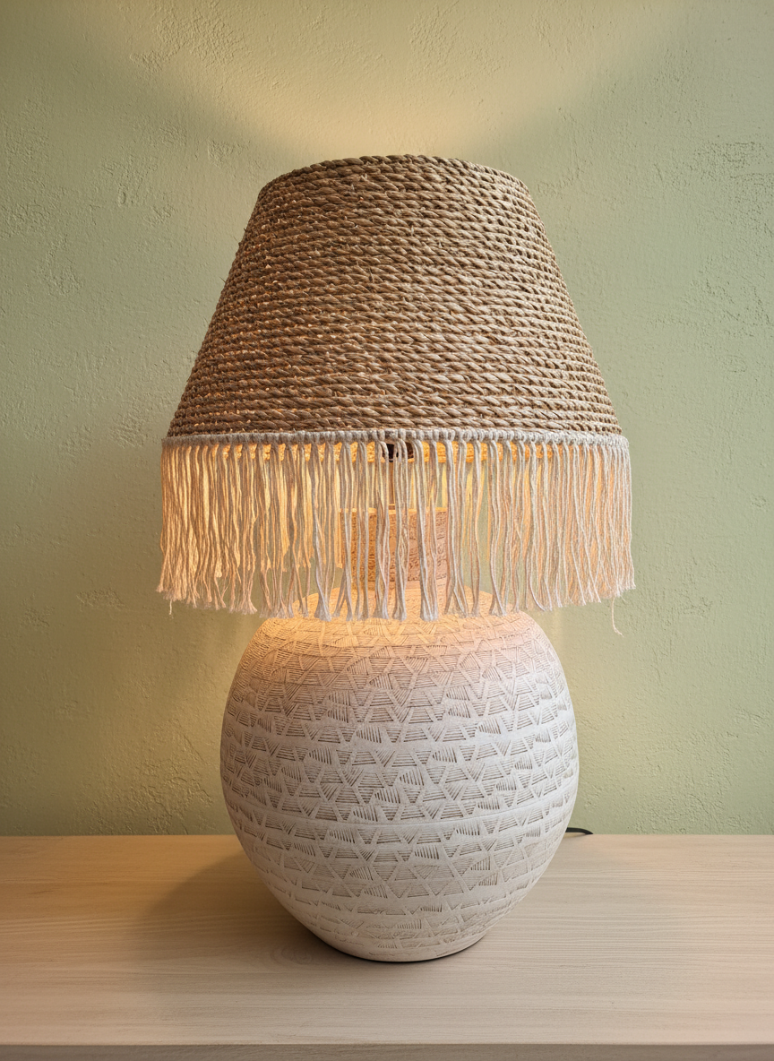 Candeeiro terracota artesanal EXC 10, handmade em Portugal. Decoração de Interiores. Decoração minimalista, mediterrânica, cottagecore e moderno. Decoração orgânica sustentável; design biofílico;