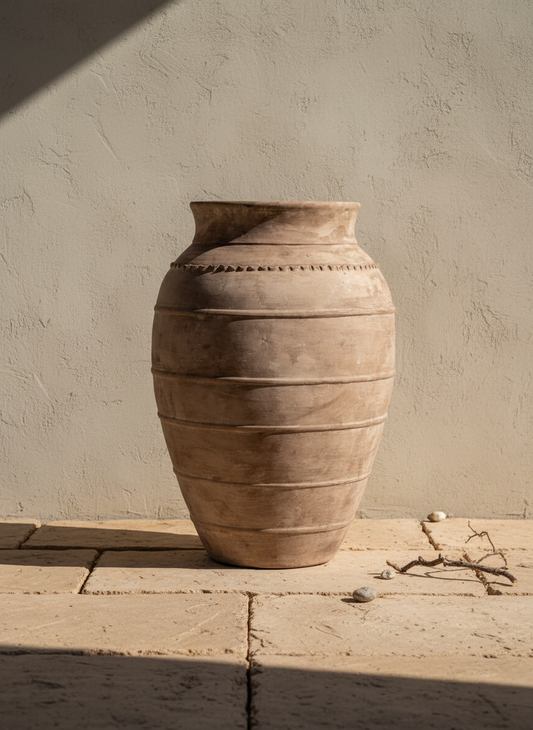 Vaso terracota artesanal RÚSTICO G.1 feito à mão Portugal. Decoração minimalista, wabi-sabi, rústica, mediterrânico e farmehouse. Decoração e design de interiores; design biofílico e decoração;
