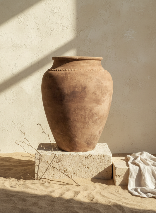 Vaso terracota artesanal RÚSTICO Y feito à mão em Portugal. decoração e design biofílico; Decoração wabi-sabi, minimalista, rústica, mediterrânica, cottagecore e farmhouse . Decoração e design de interiores;