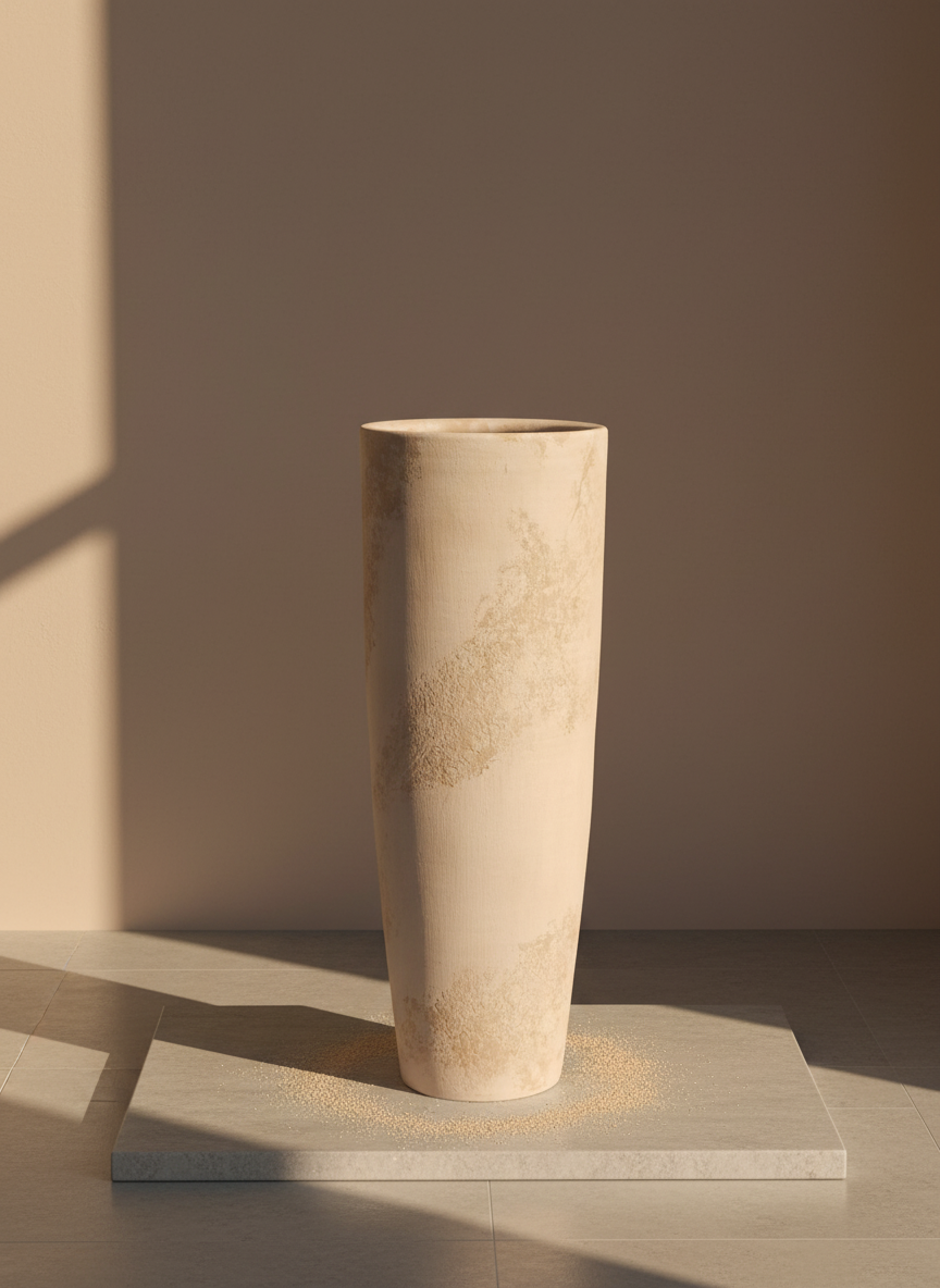 Vaso terracota artesanal EXC 11, handmade em Portugal. Decoração wabi-sabi, farmhouse, Japandi, minimalista, mediterrânica, cottagecore e moderno. Design sustentável; design biofílico;