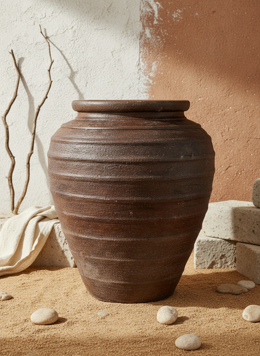 Vaso terracota artesanal RÚSTICO I feito à mão Portugal. Estilos cottagecore, rústico, mediterrânico, Japandi, estilo wabi-sabi e farmehouse. Decoração de interiores; design biofílico;