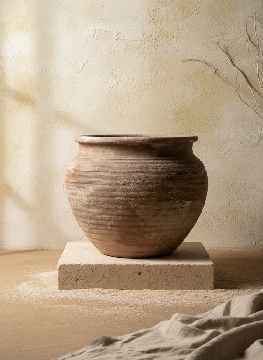 Vaso terracota artesanal RÚSTICO P feito à mão em Portugal. Estilos minimalista, rústico, mediterrânico, Japandi, wabi-sabi e farmehouse. Decoração de interiores; design biofílico;