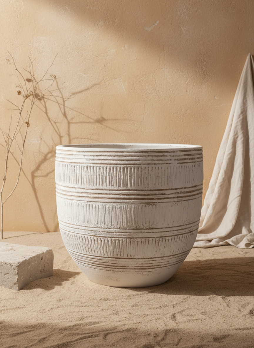 Vaso terracota artesanal EXC 2, handmade em Portugal. Decoração wabi-sabi, farmhouse, Japandi, minimalista, mediterrânica, cottagecore e moderno. Design de interiores, decoração sustentável; design biofílico;