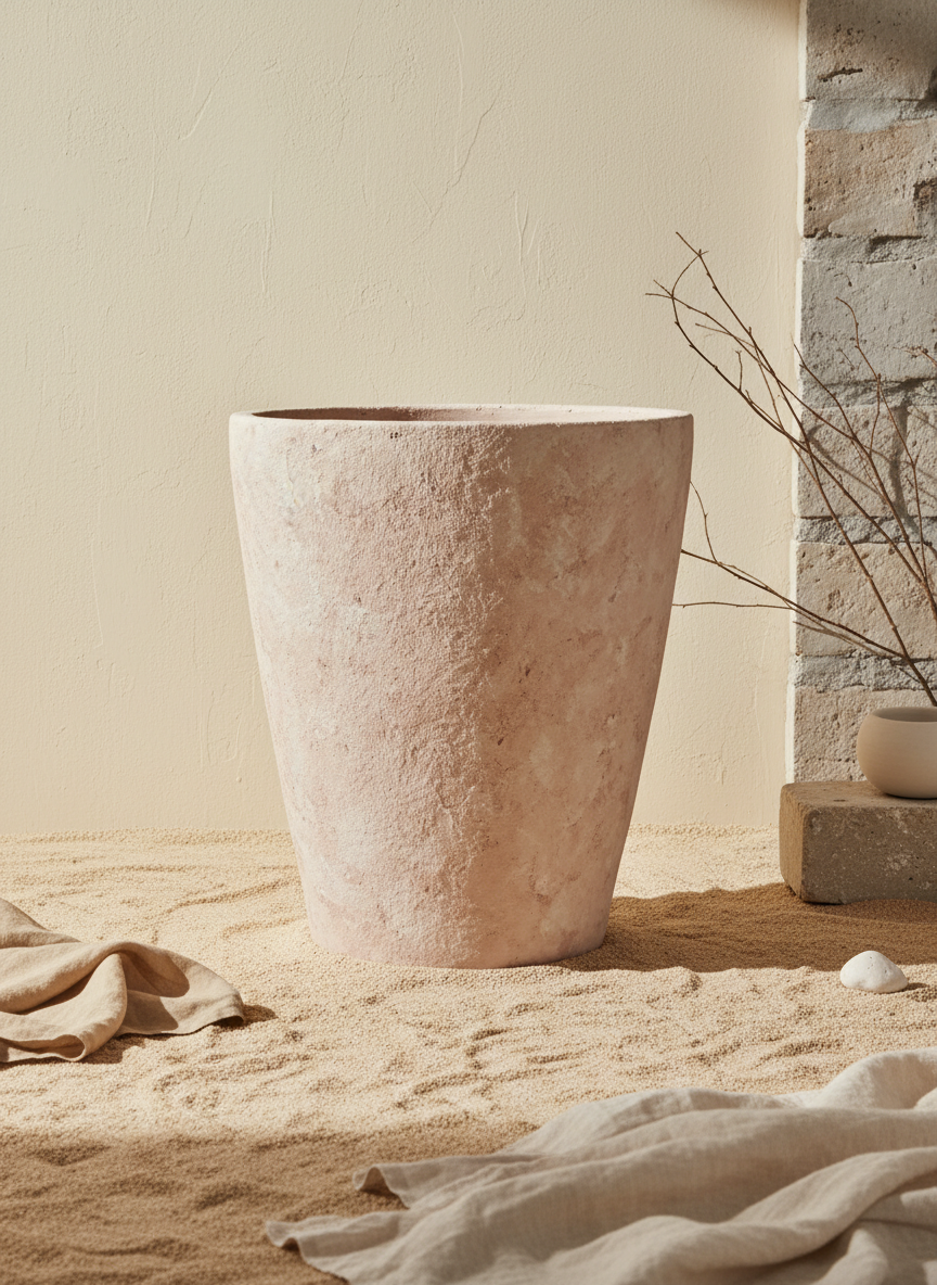 Vaso terracota artesanal EXC 6, handmade em Portugal, decoração wabi-sabi, farmhouse, Japandi, minimalista, mediterrânica, cottagecore e moderno. Decoração sustentável e design de interiores; design biofílico;