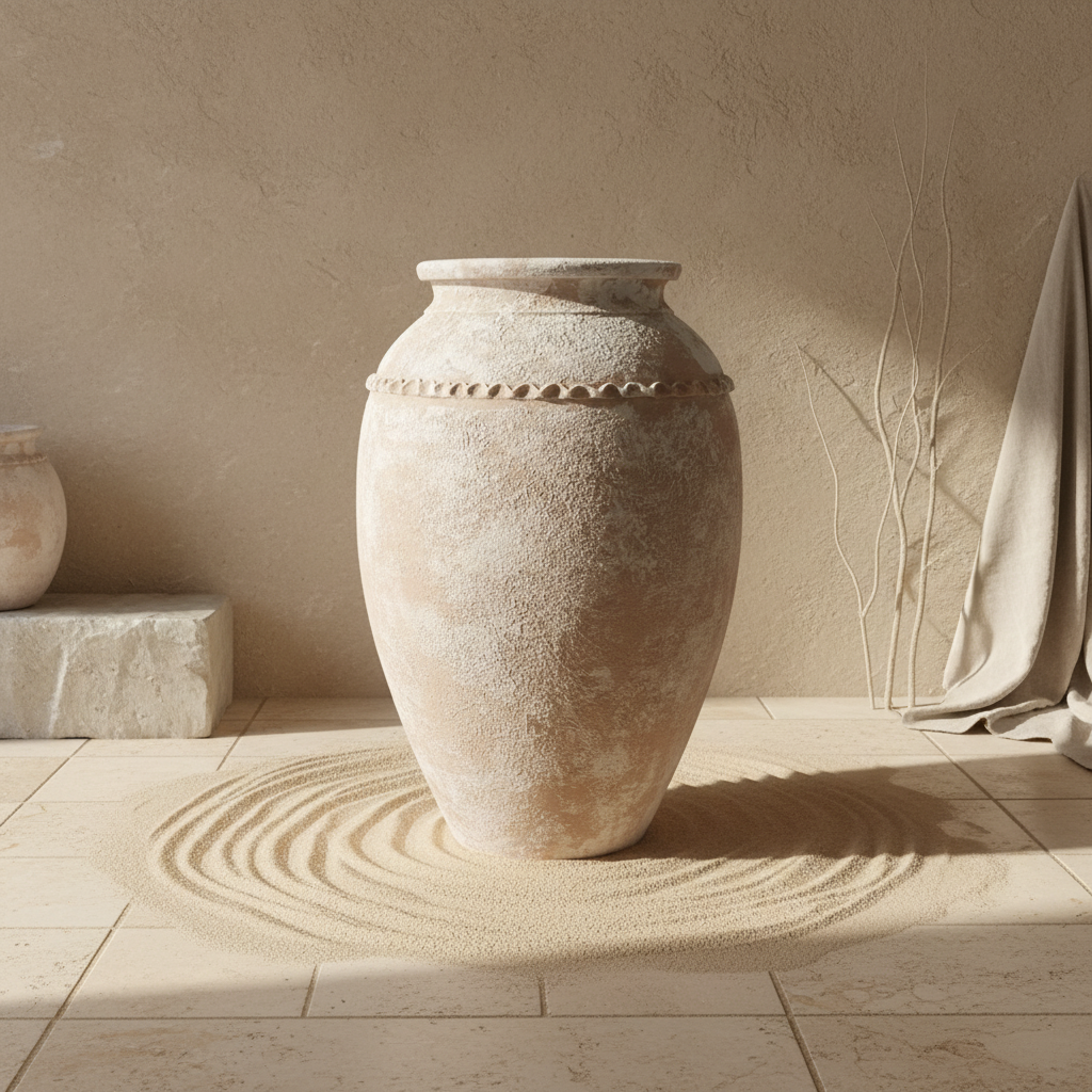Vaso terracota artesanal Tamar I feito à mão Portugal. Decoração Orgânica; Design biofílico; Decoração sustentável; Decoração estilo wabi-sabi, minimalista, rústico, mediterrânico, Japandi e farmehouse. Decoração de interiores;