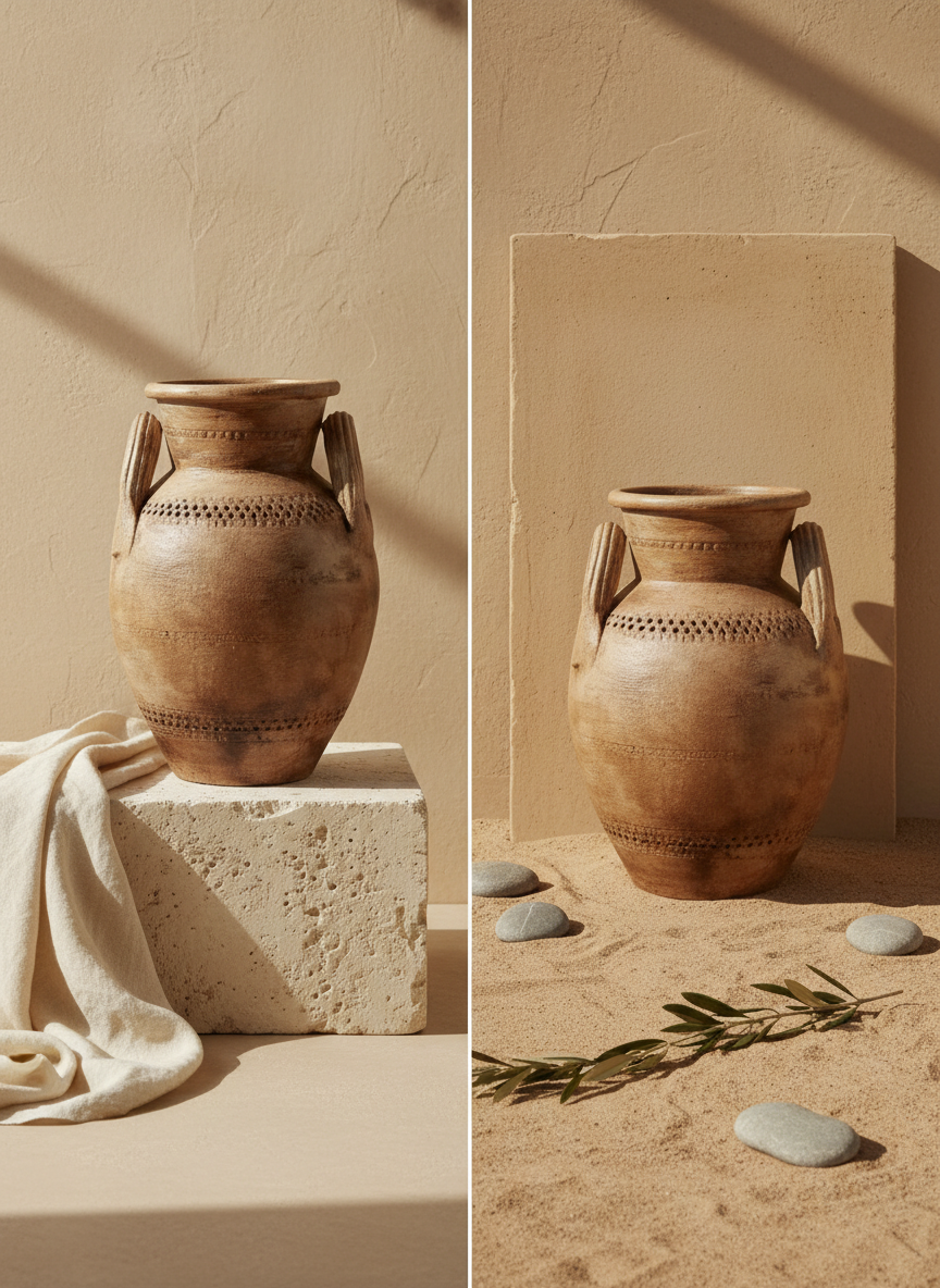 Vaso terracota artesanal RÚSTICO Poteh. Pote feito à mão em Portugal. Decoração de interiores e exteriores; Estilos minimalista, rústico, mediterrânico, Japandi, estilo wabi-sabi e farmehouse. Design biofílico;