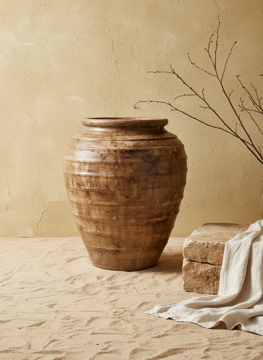 Vaso terracota artesanal RÚSTICO M feito à mão Portugal. Decoração de interiores; design biofílico; Estilos cottagecore, rústico, mediterrânico, Japandi, estilo wabi-sabi e farmehouse.