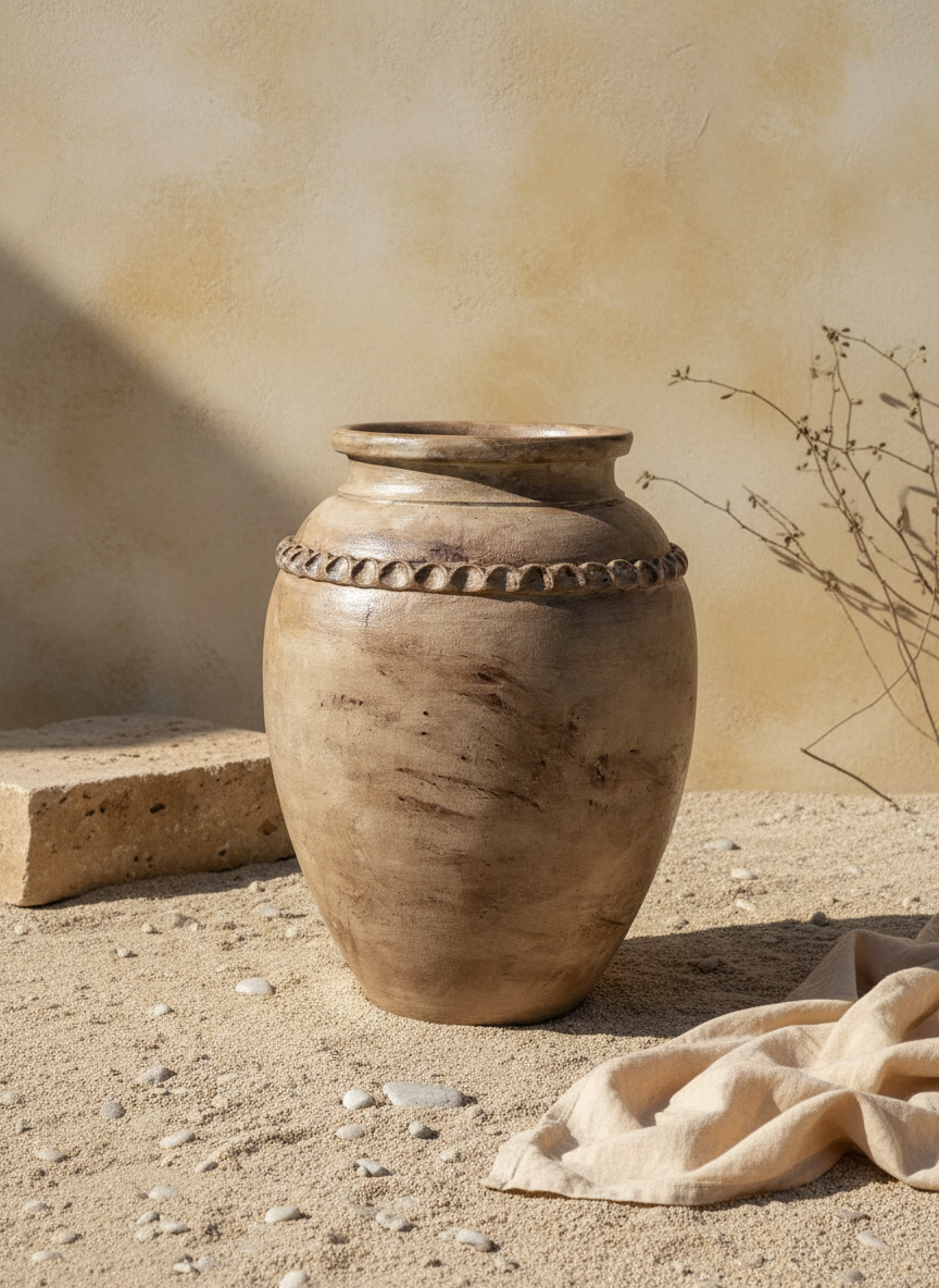 Vaso terracota artesanal RÚSTICO F feito à mão Portugal. Estilos minimalista, rústico, mediterrânico, Japandi, estilo wabi-sabi e farmehouse. Decoração de interiores; design biofílico;