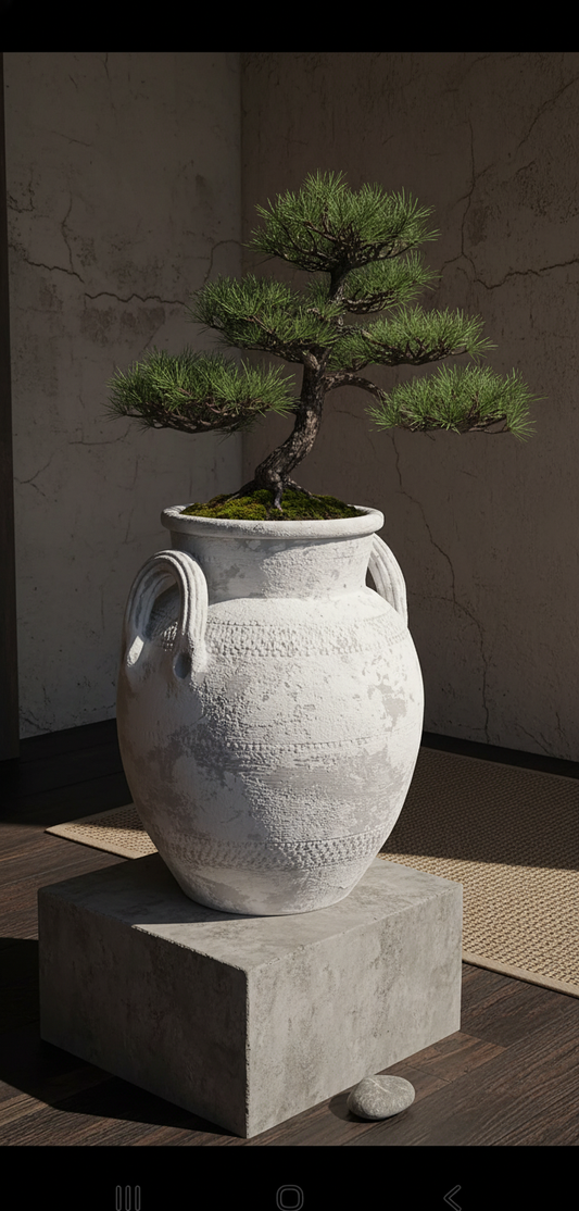 Vaso terracota artesanal Poteh C feito à mão Portugal. Decoração natural e sustentável nos estilos Japandi, minimalista, rústico, farmhouse e moderno e wabi-sabi. Design de interiores; design biofílico;