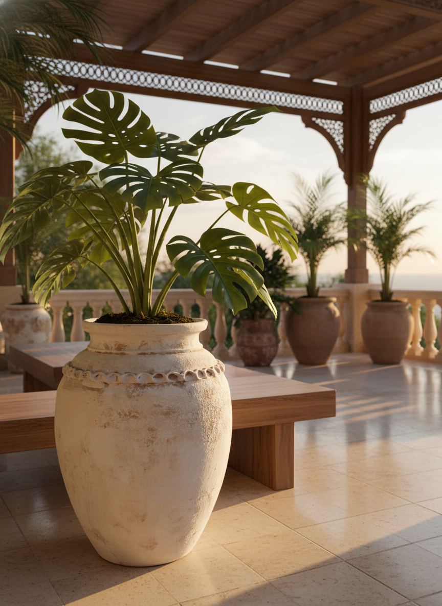 Vaso terracota artesanal Tamar C feito à mão Portugal. biofílico; Decoração estilo wabi-sabi, minimalista, rústico, mediterrânico, Japandi e farmehouse. Decoração de interiores;  