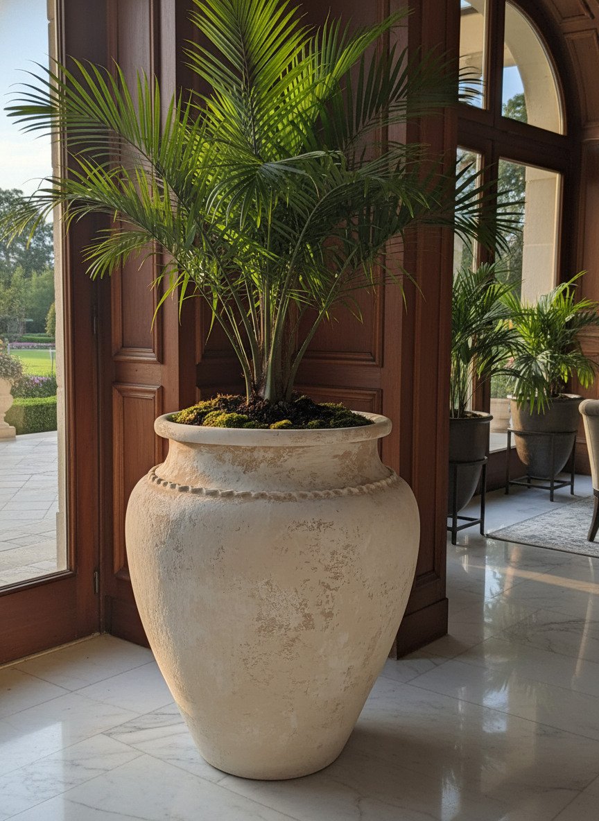 Vaso terracota artesanal Kora G, feito artesanalmente em Portugal. Decoração de interiores; Design biofílico; Decoração Japandi, minimalista, rústico, mediterrânico, farmhouse e cottage. 