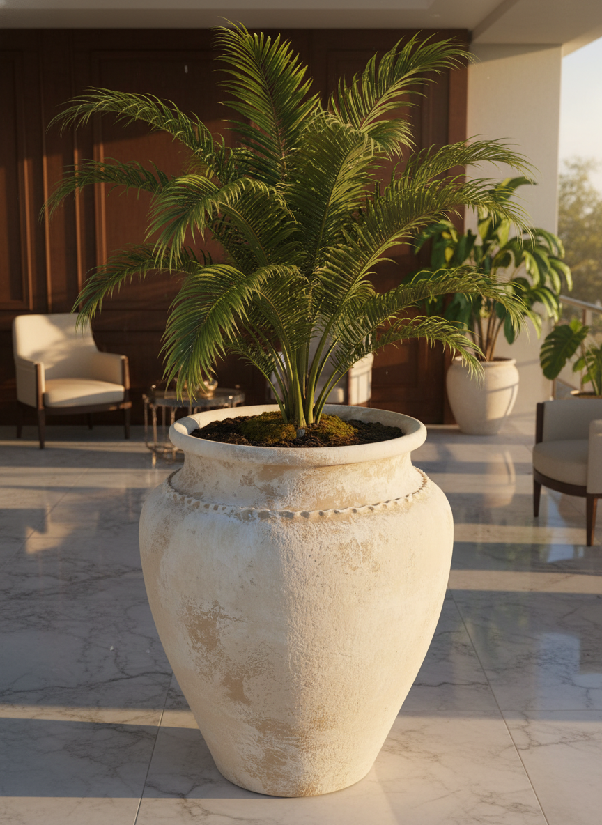 Vaso terracota artesanal Kora G, feito artesanalmente em Portugal. Decoração de interiores; Design biofílico; Decoração Japandi, minimalista, rústico, mediterrânico, farmhouse e cottage. 