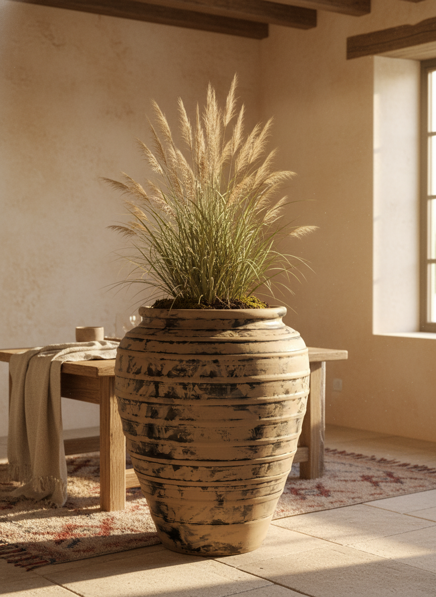 Vaso terracota artesanal Marua B feito à mão Portugal, decoração wabi-sabi, minimalista, rústico, mediterrânico, e outras. Decoração e design de interiores; decoração e design biofílico; 