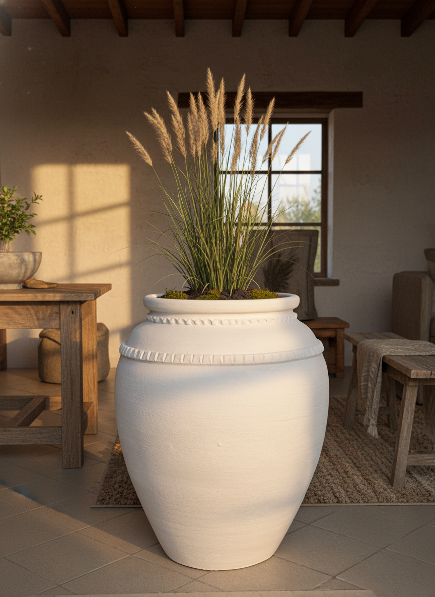 Vaso terracota artesanal Luma C feito à mão Portugal, decoração wabi-sabi, minimalista, rústico, mediterrânico, Japandi e farmehouse. Decoração e design de interiores; decoração e design biofílico;