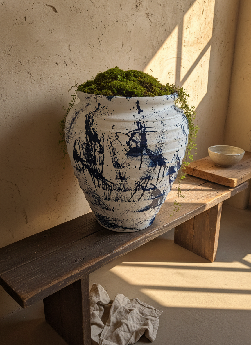 Vaso terracota artesanal Safi B feito à mão Portugal, decoração wabi-sabi, minimalista, rústico, mediterrânico, e outras. Decoração e design de interiores; decoração e design biofílico;