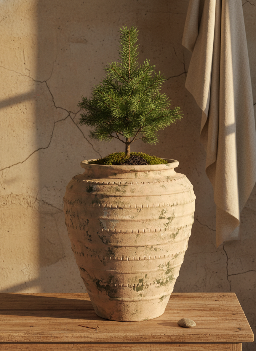 Vaso terracota artesanal feito à mão em Portugal, decoração Japandi, minimalista, rústico, mediterrânico, farmhouse, modern decor. Decoração e design de interiores; decoração e design biofílico;