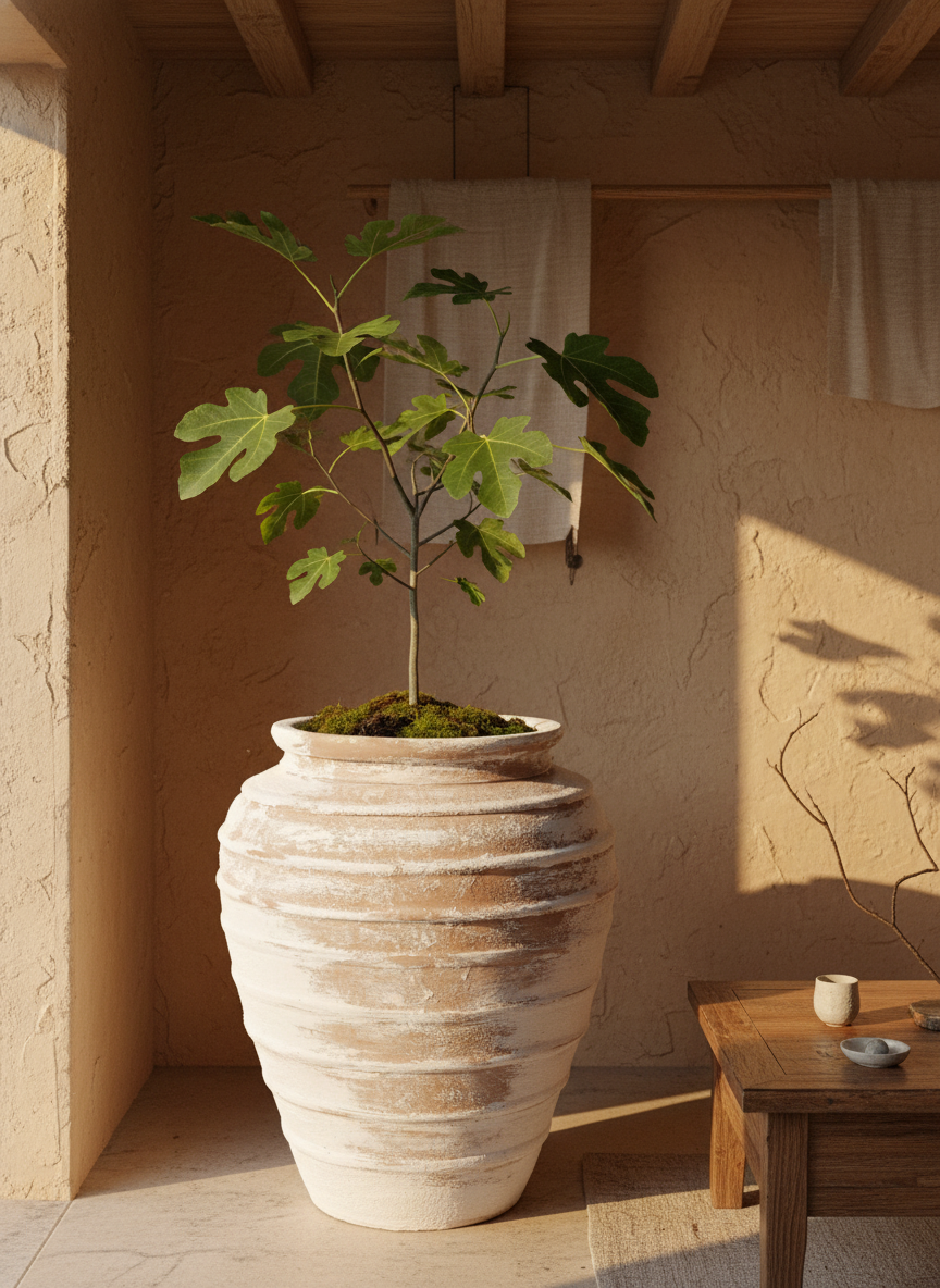 Vaso terracota artesanal Marua D feito à mão Portugal, decoração wabi-sabi, minimalista, rústico, mediterrânico, e outras. Decoração e design de interiores; decoração e design biofílico;