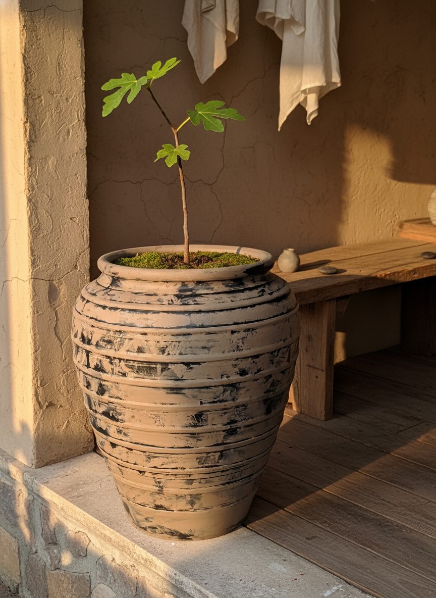 Vaso terracota artesanal Marua B feito à mão Portugal, decoração wabi-sabi, minimalista, rústico, mediterrânico, e outras. Decoração e design de interiores; decoração e design biofílico; 