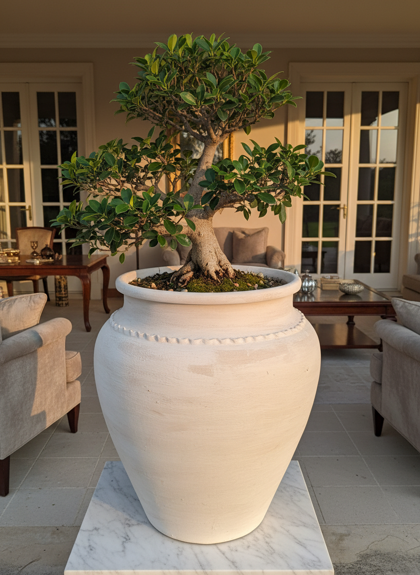 Vaso terracota artesanal Kora K, feito artesanalmente em Portugal. Decoração de interiores; Design biofílico; Decoração sustentável nos estilos: Japandi, minimalista, rústico, mediterrânico, farmhouse e cottage. 