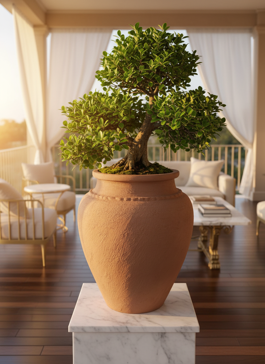 Vaso terracota artesanal Kora I, feito artesanalmente em Portugal. Decoração Japandi, minimalista, rústico, mediterrânico, farmhouse e cottage. Decoração de interiores; Design biofílico; Decoração sustentável