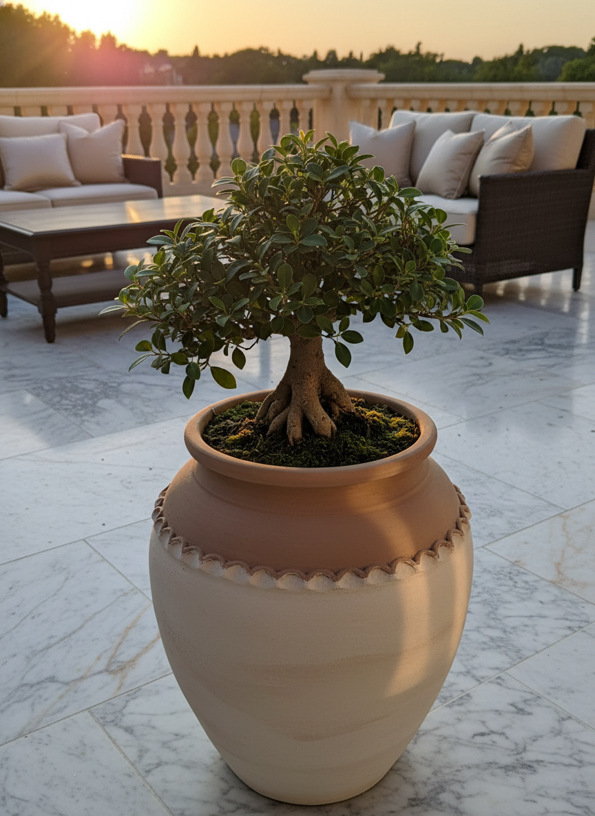 Vaso terracota artesanal Tamar D feito à mão Portugal. Design biofílico; Decoração estilo wabi-sabi, minimalista, rústico, mediterrânico, Japandi e farmehouse. Decoração de interiores;  