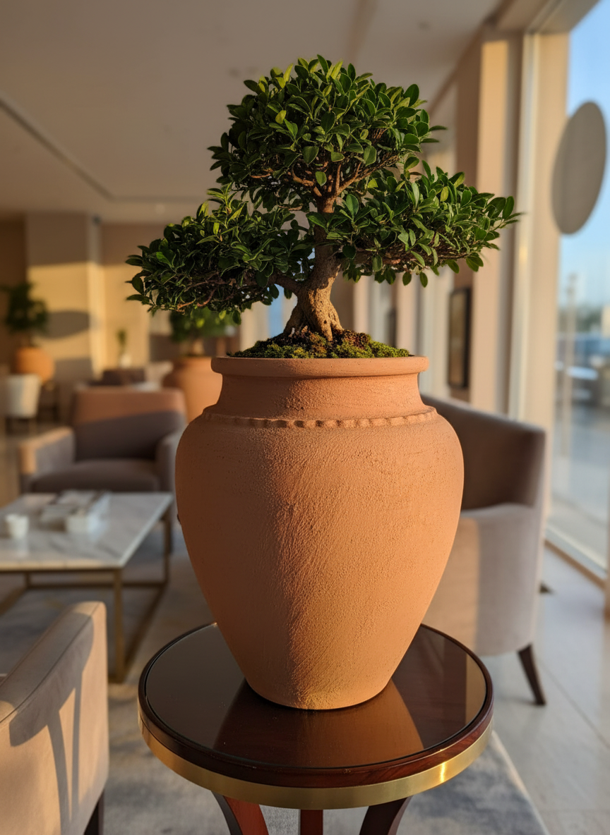 Vaso terracota artesanal Kora I, feito artesanalmente em Portugal. Decoração Japandi, minimalista, rústico, mediterrânico, farmhouse e cottage. Decoração de interiores; Design biofílico; Decoração sustentável