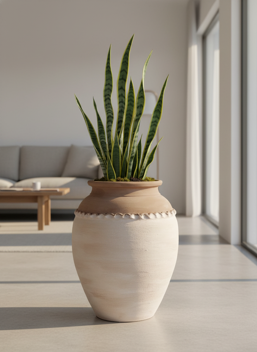 Vaso terracota artesanal Tamar D feito à mão Portugal. Design biofílico; Decoração estilo wabi-sabi, minimalista, rústico, mediterrânico, Japandi e farmehouse. Decoração de interiores;  