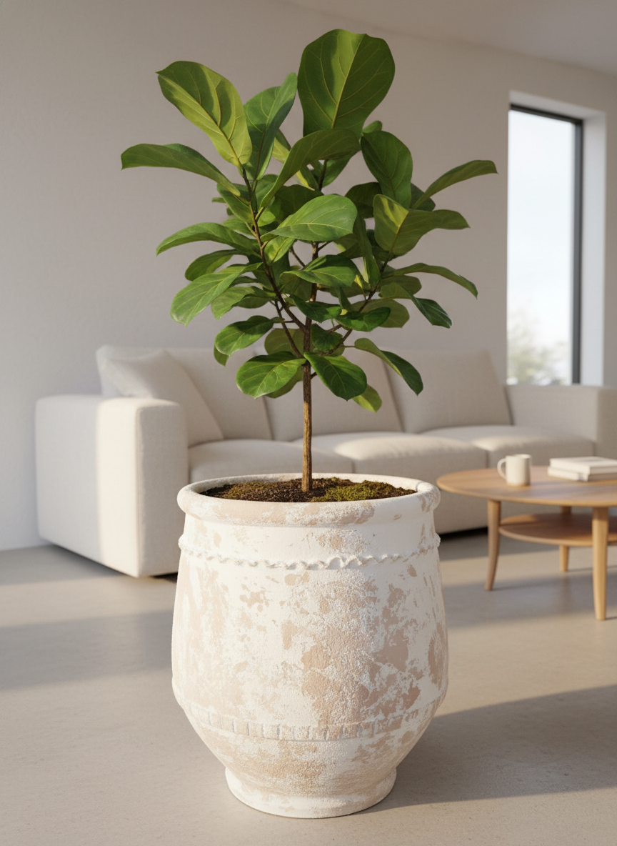 Vaso terracota artesanal Alba F feito à mão Portugal. Decoração Wabi-sabi, minimalista, rústico, farmhouse e moderno. Decoração e design de interiores; design biofílico; decoração sustentável.