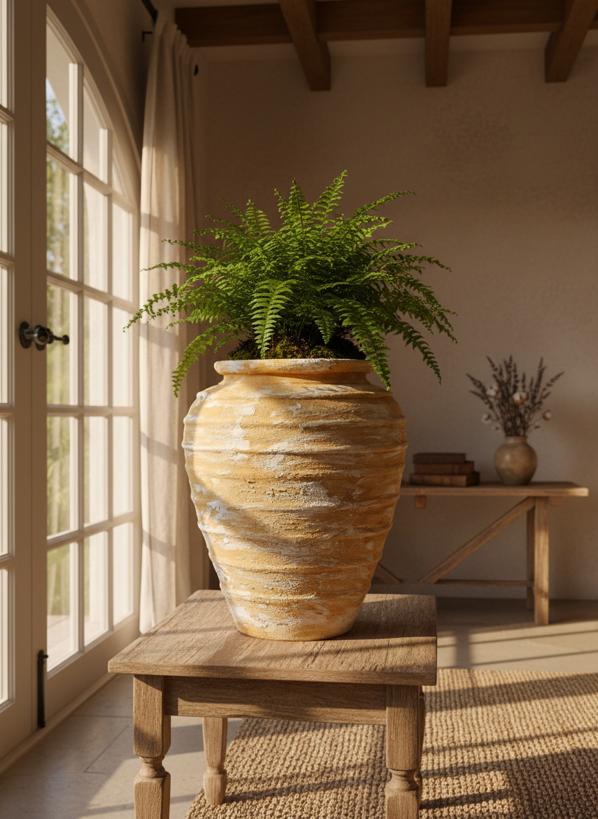 Vaso terracota artesanal Marua I, feito à mão Portugal. Decoração sustentável. Estilos cottage, wabi-sabi, minimalista, rústico, mediterrânico, e outras. Design de interiores; design biofílico;