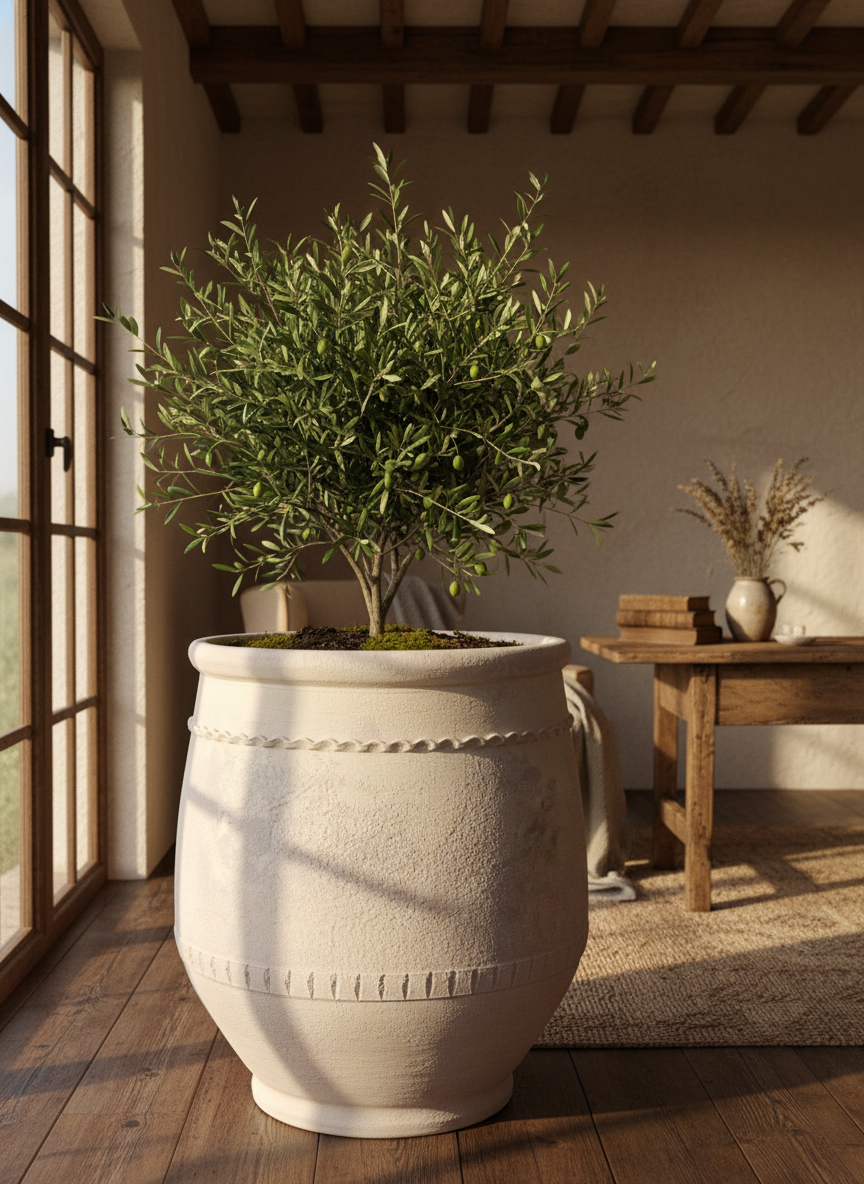 Vaso terracota artesanal Alba G feito à mão Portugal. Decoração Wabi-sabi, minimalista, rústico, farmhouse e moderno. Design de interiores; design biofílico; decoração sustentável.