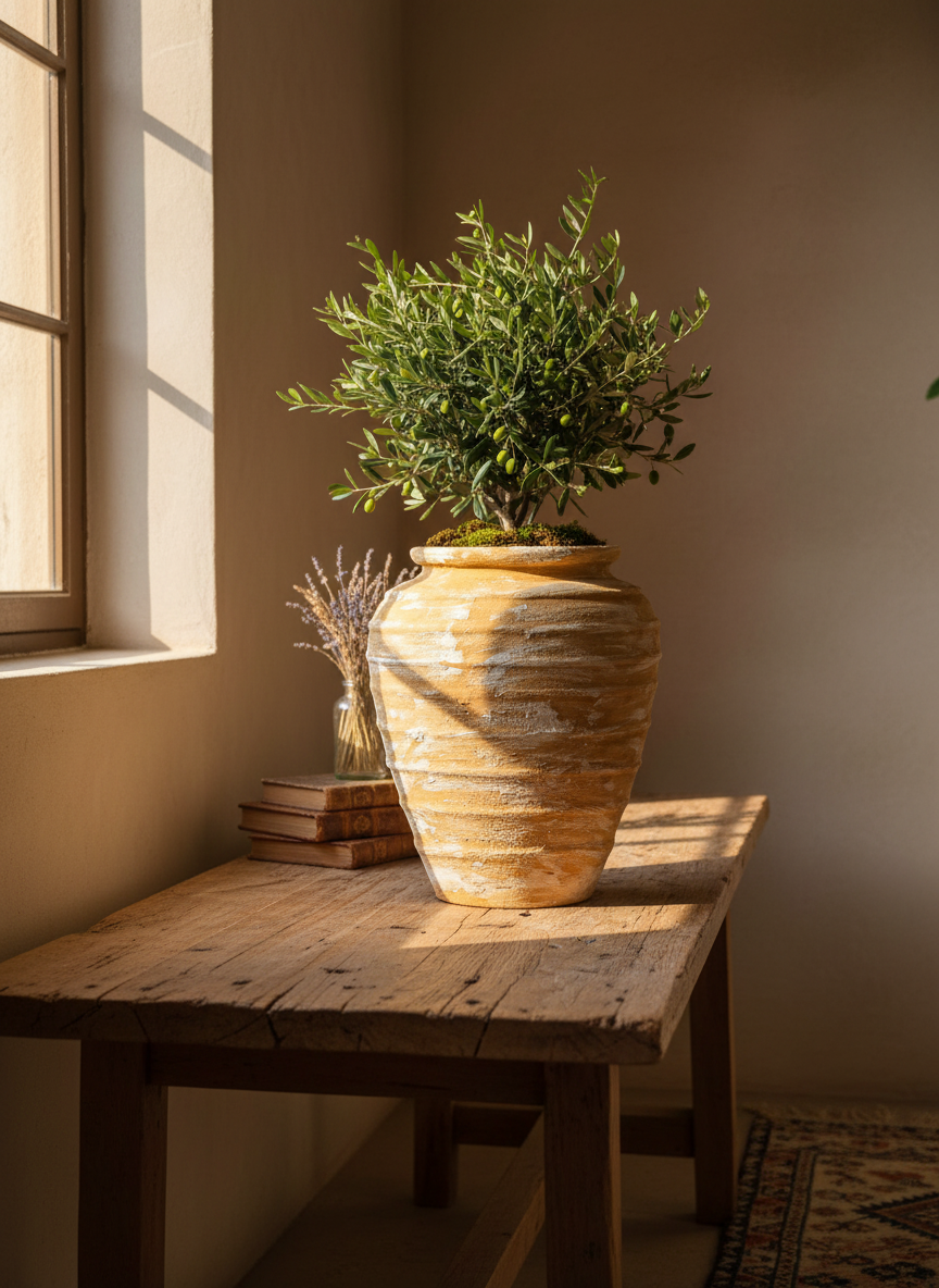 Vaso terracota artesanal Marua I, feito à mão Portugal. Decoração sustentável. Estilos cottage, wabi-sabi, minimalista, rústico, mediterrânico, e outras. Design de interiores; design biofílico;