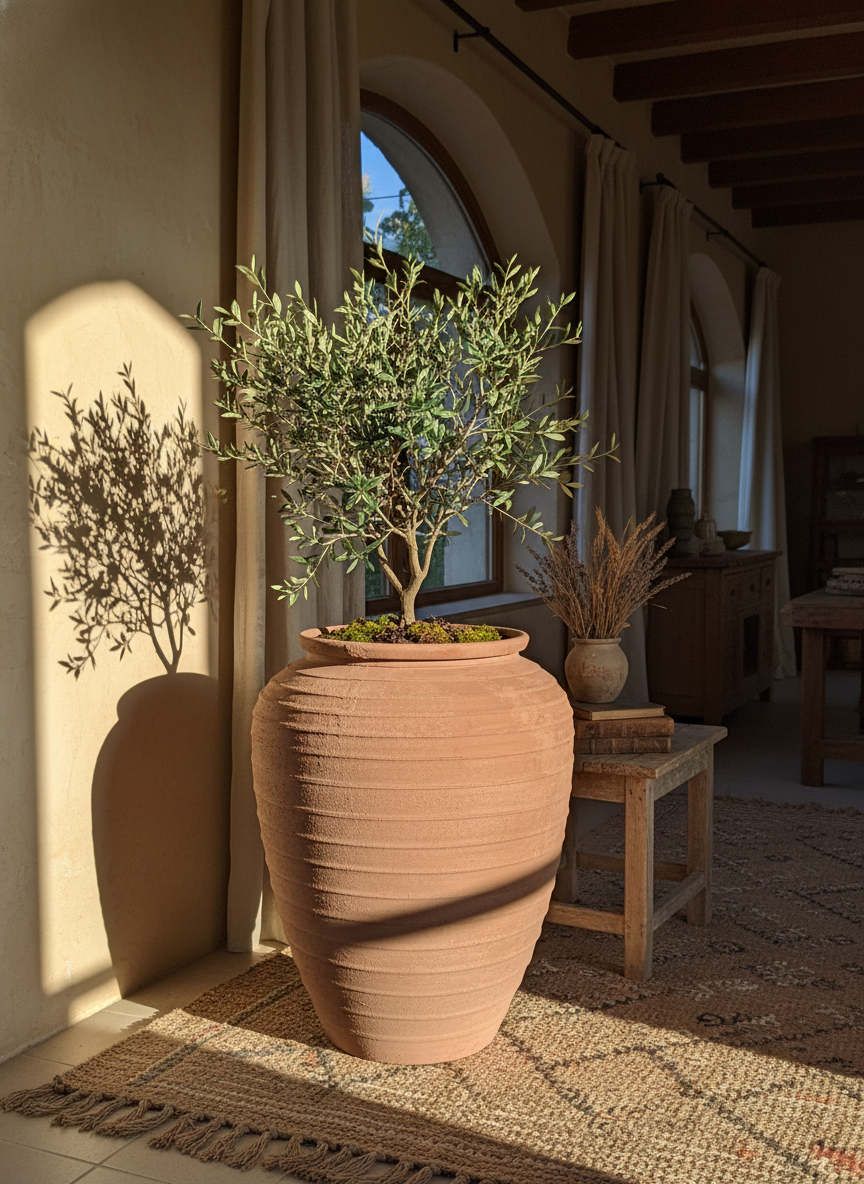 Vaso terracota artesanal EXC 7 feito à mão Portugal, decoração wabi-sabi, minimalista, rústico, mediterrânico, farmhouse e cottage. Decoração de interiores; Design biofílico;