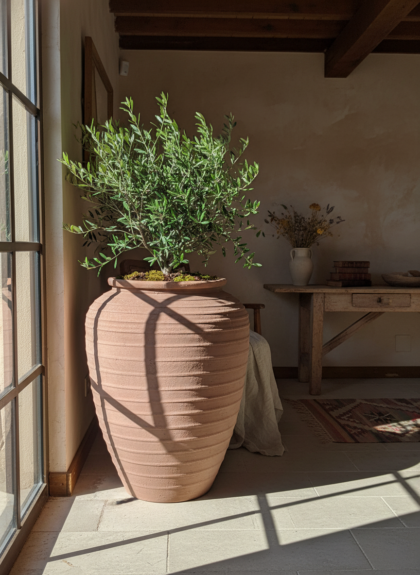 Vaso terracota artesanal EXC 7 feito à mão Portugal, decoração wabi-sabi, minimalista, rústico, mediterrânico, farmhouse e cottage. Decoração de interiores; Design biofílico;