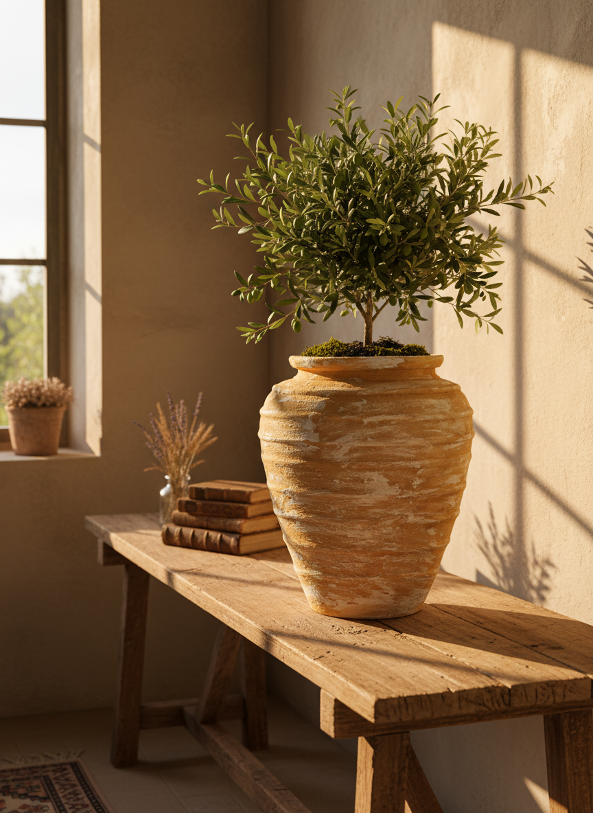 Vaso terracota artesanal Marua I, feito à mão Portugal. Decoração sustentável. Estilos cottage, wabi-sabi, minimalista, rústico, mediterrânico, e outras. Design de interiores; design biofílico;