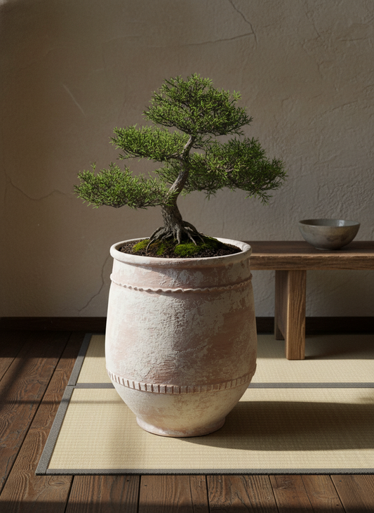 Vaso terracota artesanal Alba E feito à mão Portugal, decoração Wabi-sabi, minimalista, rústico, farmhouse e moderno. Decoração e design de interiores; decoração e design biofílico;