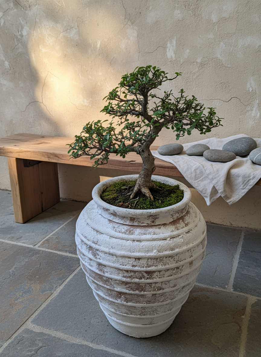 Vaso terracota artesanal Marua H, feito à mão Portugal. Decoração sustentável. Estilo wabi-sabi, minimalista, rústico, mediterrânico, e outras. Design de interiores; design biofílico;