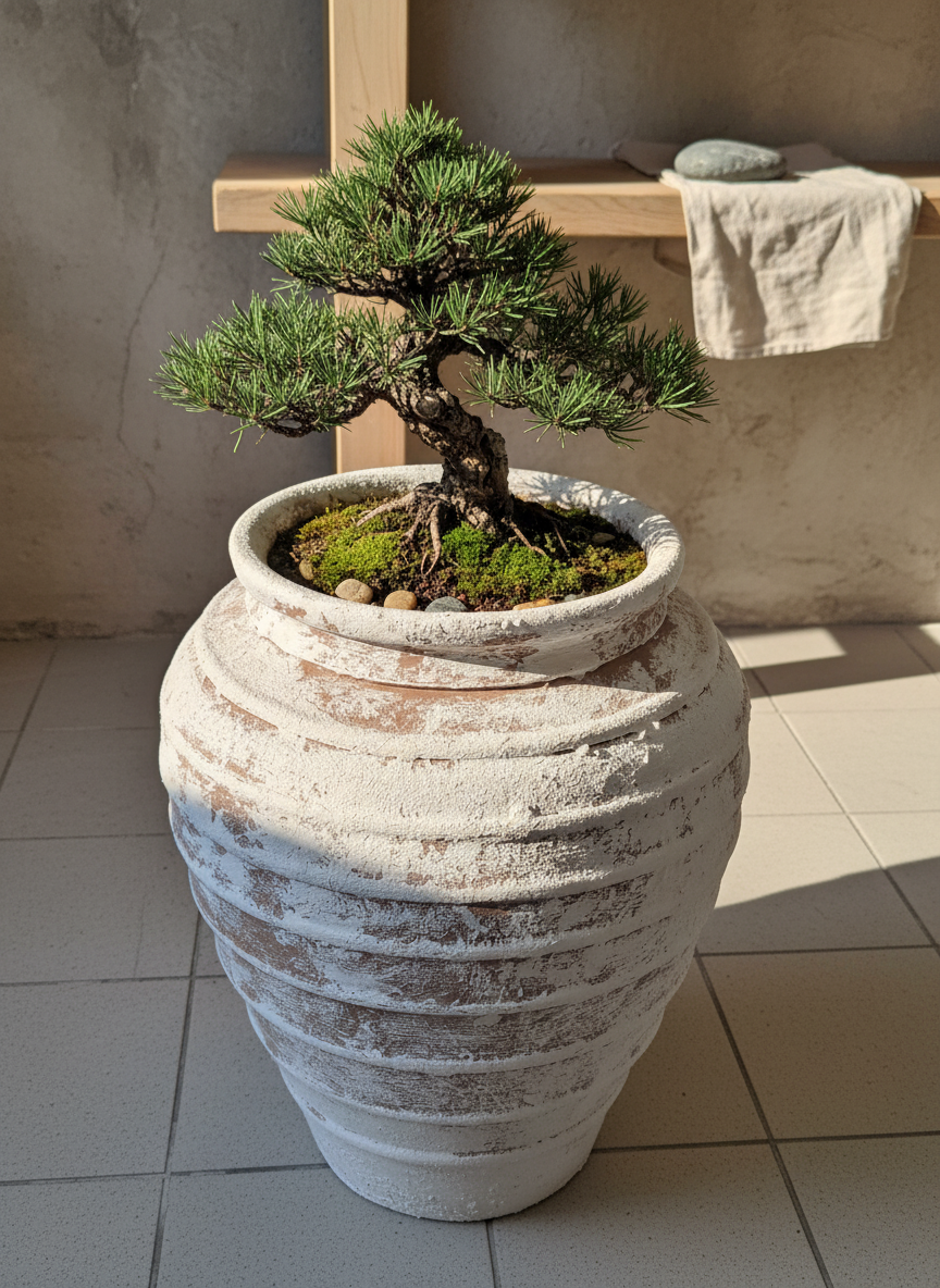 Vaso terracota artesanal Marua H, feito à mão Portugal. Decoração sustentável. Estilo wabi-sabi, minimalista, rústico, mediterrânico, e outras. Design de interiores; design biofílico;