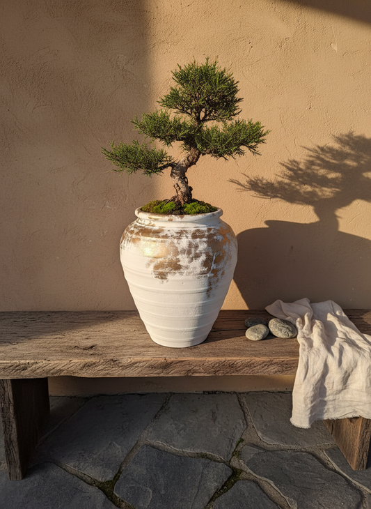 Vaso terracota artesanal Marua J, feito à mão Portugal. Decoração sustentável nos Estilos: cottage, wabi-sabi, minimalista, rústico, mediterrânico, e outras. Design de interiores; design biofílico;