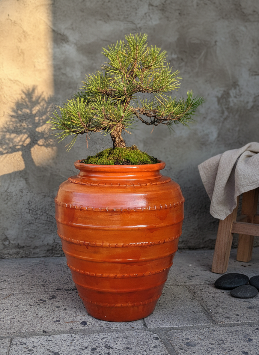 Vaso terracota artesanal  Safi G handmade em Portugal. Decoração sustentável nos estilos wabi-sabi, farmhouse, Japandi, minimalista, mediterrânica, cottagecore e moderno.  Design de interiores; design biofílico;