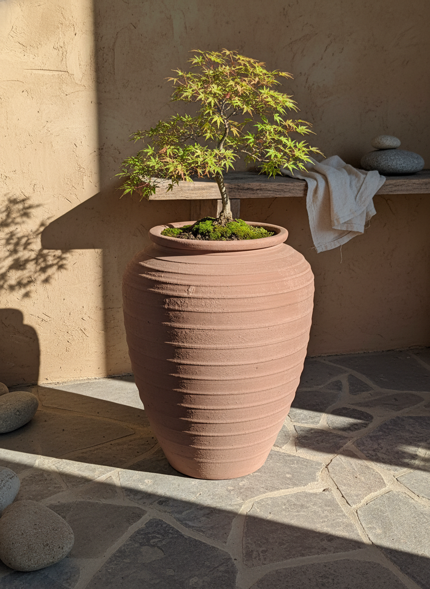 Vaso terracota artesanal EXC 7 feito à mão Portugal, decoração wabi-sabi, minimalista, rústico, mediterrânico, farmhouse e cottage. Decoração de interiores; Design biofílico;