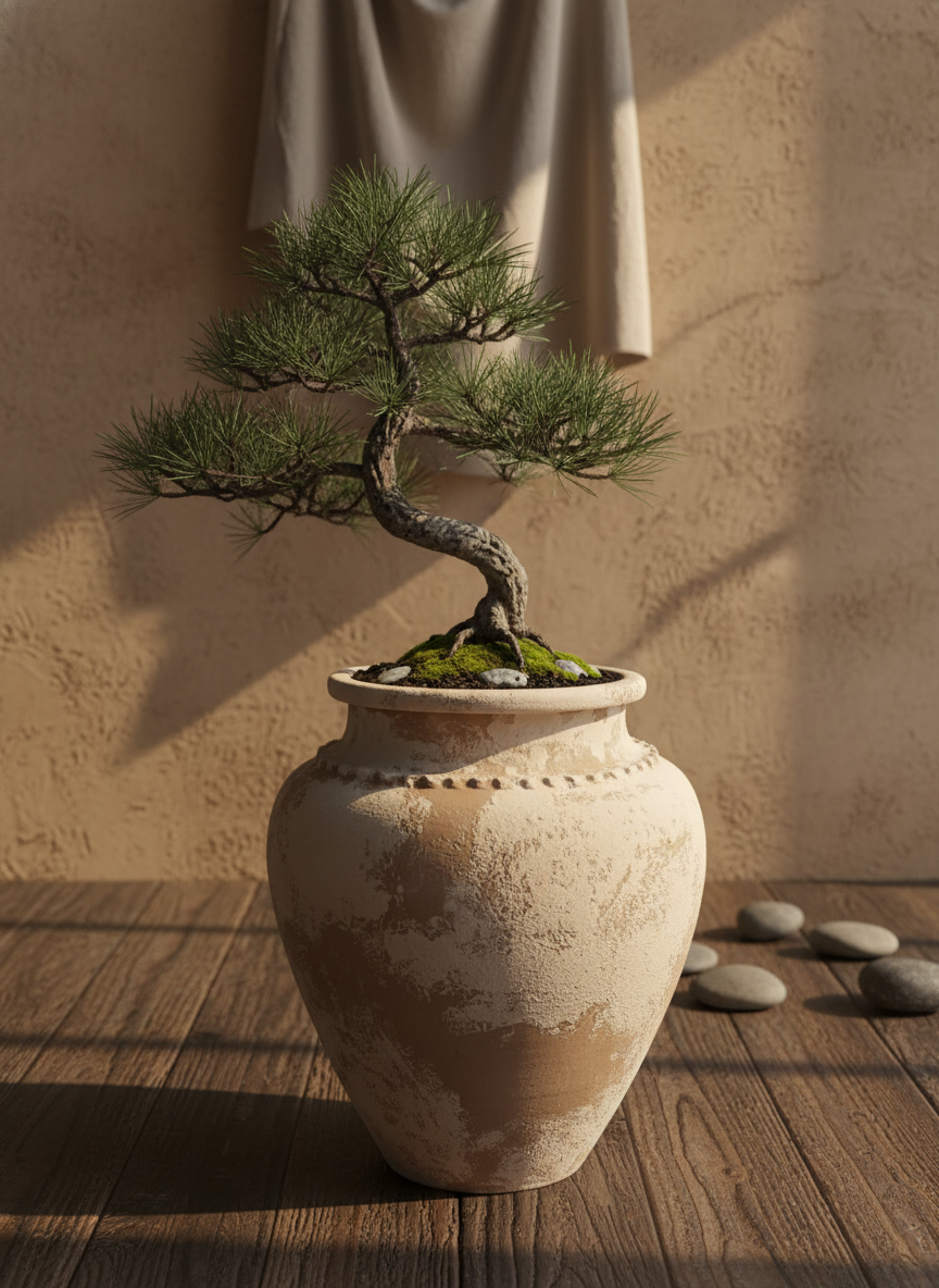 Vaso terracota artesanal Kora I, feito artesanalmente em Portugal. Decoração Japandi, minimalista, rústico, mediterrânico, farmhouse e cottage. Decoração de interiores; Design biofílico; Decoração sustentável