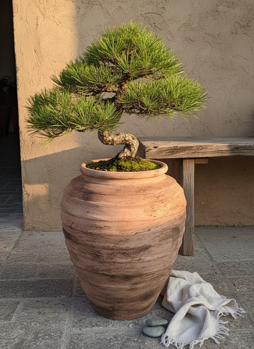 Vaso terracota artesanal Marua J, feito à mão Portugal. Decoração sustentável nos Estilos: cottage, wabi-sabi, minimalista, rústico, mediterrânico, e outras. Design de interiores; design biofílico;