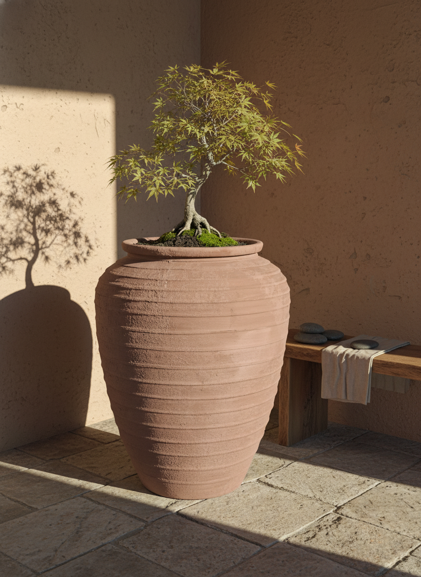 Vaso terracota artesanal EXC 7 feito à mão Portugal, decoração wabi-sabi, minimalista, rústico, mediterrânico, farmhouse e cottage. Decoração de interiores; Design biofílico;