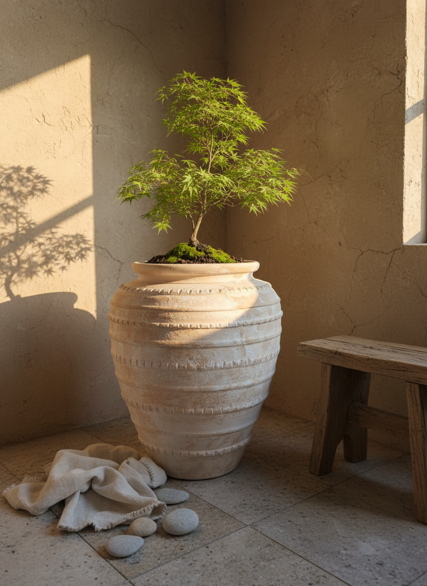 Vaso terracota artesanal Marua A feito à mão Portugal, decoração wabi-sabi, minimalista, rústico, mediterrânico, e outras. Decoração e design de interiores; decoração e design biofílico; 