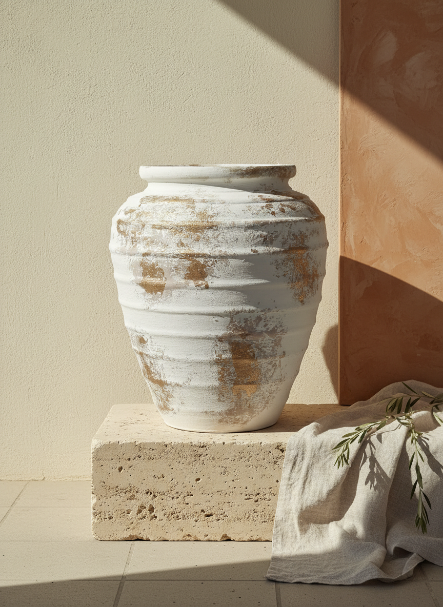 Vaso terracota artesanal Marua M, artesanal - made in Portugal. Decoração sustentável. Estilo wabi-sabi, minimalista, rústico, mediterrânico, e outras. Design de interiores; design biofílico;