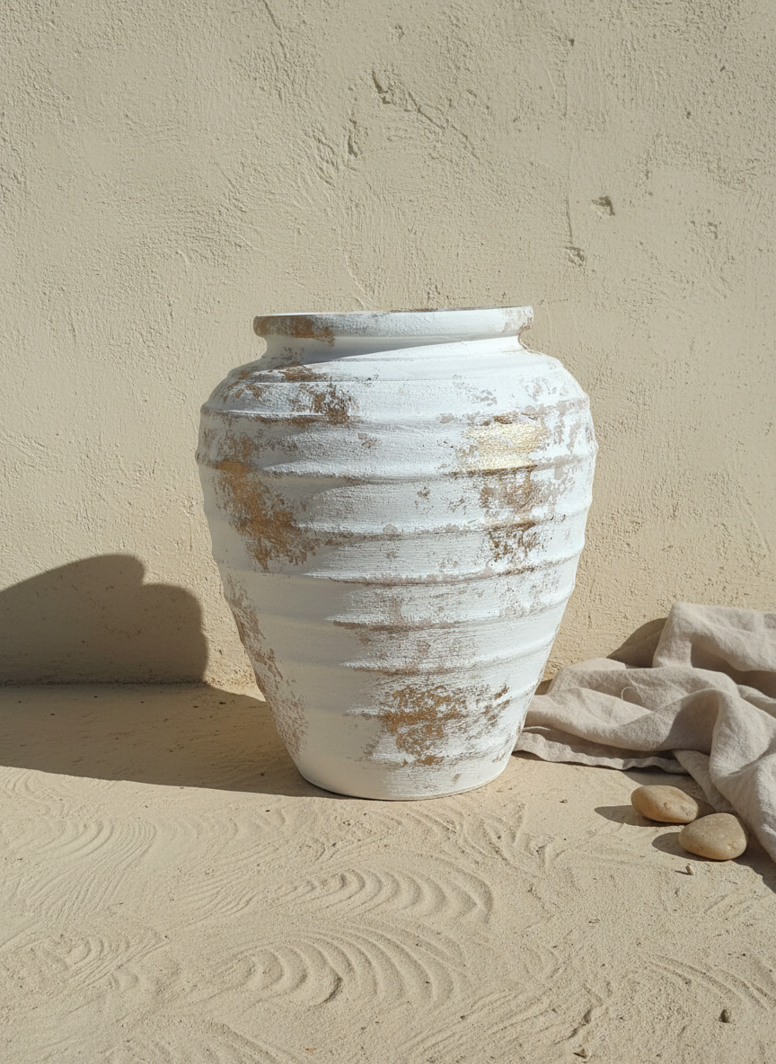 Vaso terracota artesanal Marua M, artesanal - made in Portugal. Decoração sustentável. Estilo wabi-sabi, minimalista, rústico, mediterrânico, e outras. Design de interiores; design biofílico;