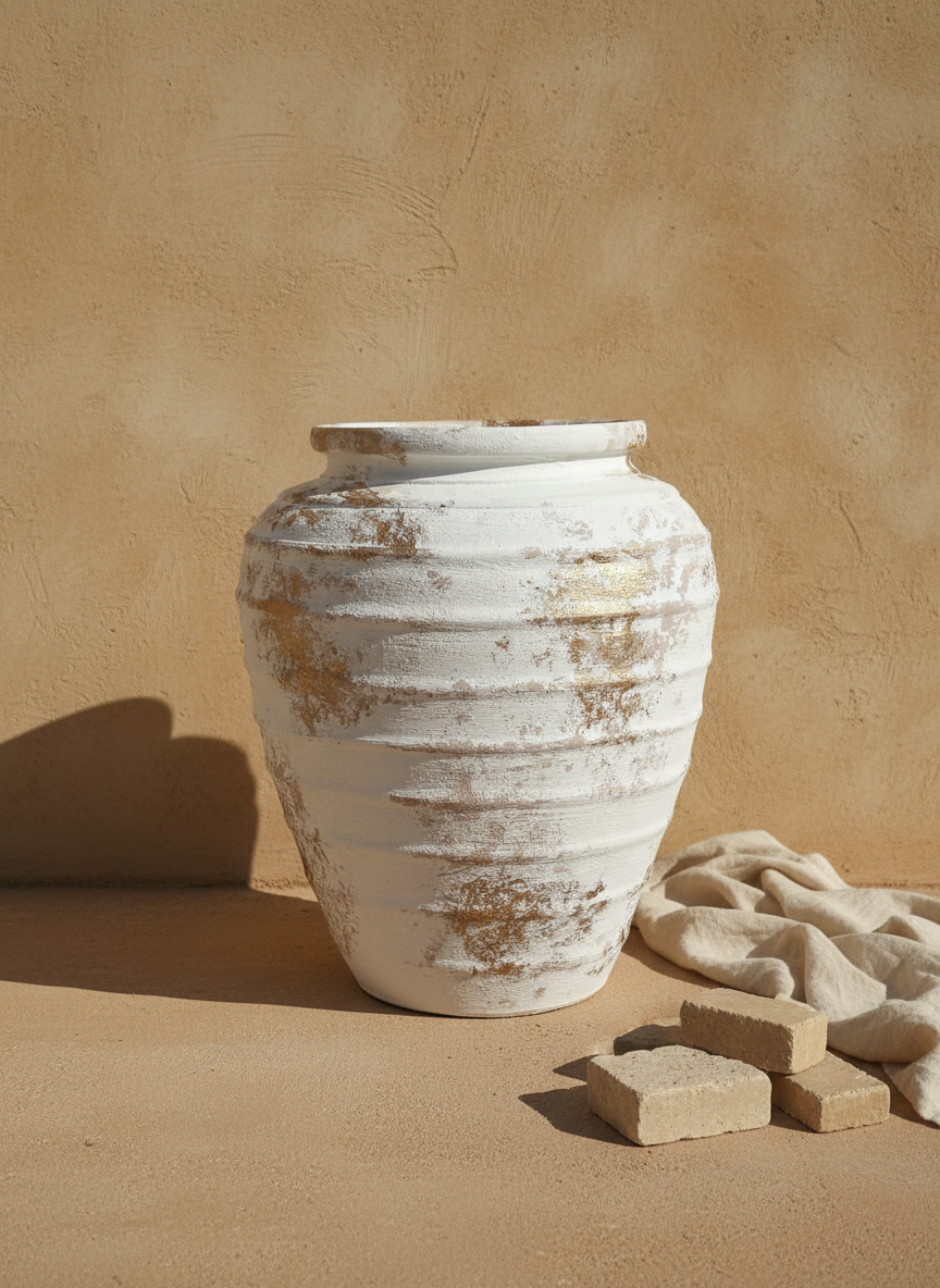 Vaso terracota artesanal Marua M, artesanal - made in Portugal. Decoração sustentável. Estilo wabi-sabi, minimalista, rústico, mediterrânico, e outras. Design de interiores; design biofílico;